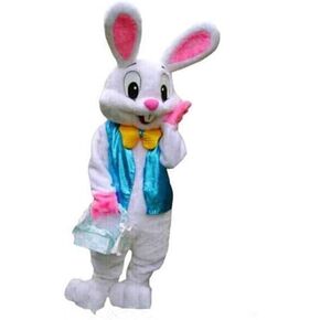 Easter Bunny Costume Rabbit Mascot Costume Halloween Adult Yellow Vest…
