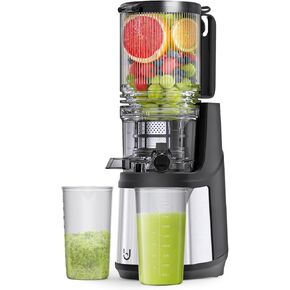 Masticating Juicer Machines, 350W Slow Cold Press Juicer with 5.3" Feeding Chute, High Juice Yield Juicer for Fruits and Vegetables, Easy to Clean