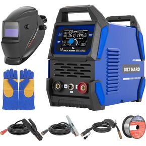 110V MIG Welder, 135A Flux Core MIG/Lift TIG/Stick 3-in-1 Welding Machine with Auto Darkening Welding Helmet, Gloves, Welding Gun and 2lb Welding Wire, IGBT Inverter Welding Equipment Set