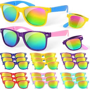 Mocoosy Foldable Kids Sunglasses Bulk,18 Pack Neon Sunglasses with UV400 Protection, Summer Pool Party Favor Beach Luau Graduation Party Supplies Birthday Goodie Bag Stuffers for Boys Girls Age 4-8-12