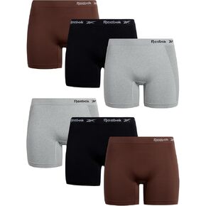 ملابس داخلية نسائية من ريبوك - 6 قطع سراويل داخلية طويلة الأرجل بدون خياطة (S-3XL)، مقاس كبير، Dust RoseGreyBlack