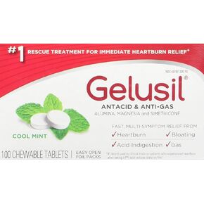 Antacid/Anti-Gas Tablets Cool Mint, 100 Tablets