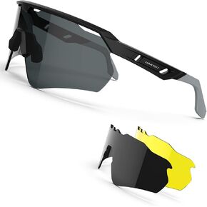 HAAYOT Polarized Cycling Glasses for Men Women,Sports Sunglasses with 3 Lenses,Baseball Fishing Running Biking MTB Sunglasses Powder Blue