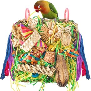 إركون بيرد كوكاتيل ألعاب البحث عن الطعام ألعاب الببغاء المعلقة لببغاوات Lovebrid Conures جدار علف الطيور مع ألعاب ملونة للطيور تمزيق الأعشاب البحرية، ملحقات لعبة قفص الطيور