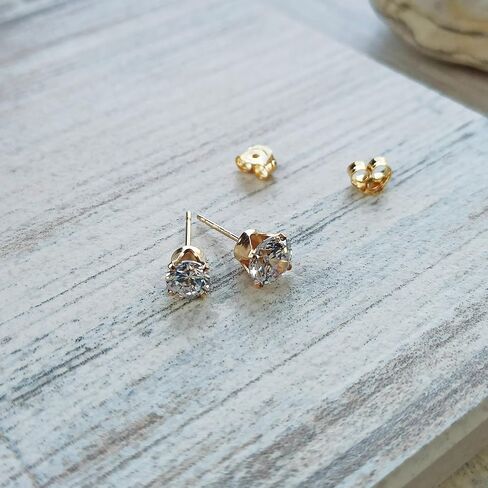Sterling Silver 925 CZ Diamond Stud Earrings - Tiny Wedding Zircon Post Earrings - Size 4mm in Saudi Arabia