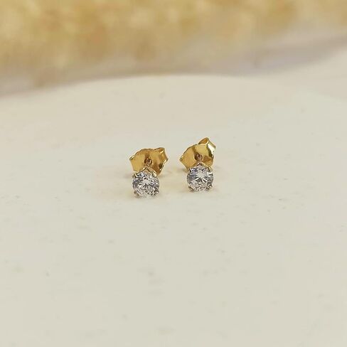 Sterling Silver 925 CZ Diamond Stud Earrings - Tiny Wedding Zircon Post Earrings - Size 4mm in Saudi Arabia
