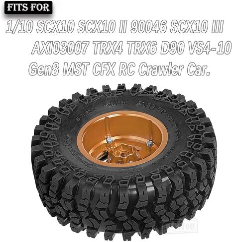إطارات عجلات Rc 2.2 لعجلات 1/10 محورية SCX10 SCX10 II 90046 SCX10 III AXI03007 TRX4 RC سيارة زاحفة، عجلة ألومنيوم RC 2.2 Beadlock، أحمر in Kuwait
