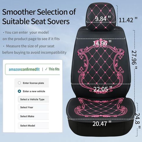 Skysep Crown Full Set Universal Fit 5 Seats Car Surrounded Waterproof Leather Car Seat Covers Protector Adjustable Removable Auto Seat Cushions with 2 Waist Pillows 2 Headrest Pillows (Black-White) in Saudi Arabia