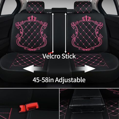 Skysep Crown Full Set Universal Fit 5 Seats Car Surrounded Waterproof Leather Car Seat Covers Protector Adjustable Removable Auto Seat Cushions with 2 Waist Pillows 2 Headrest Pillows (Black-White) in Saudi Arabia