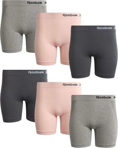 ملابس داخلية نسائية من ريبوك - 6 قطع سراويل داخلية طويلة الأرجل بدون خياطة (S-3XL)، مقاس كبير، Dust RoseGreyBlack in Saudi Arabia