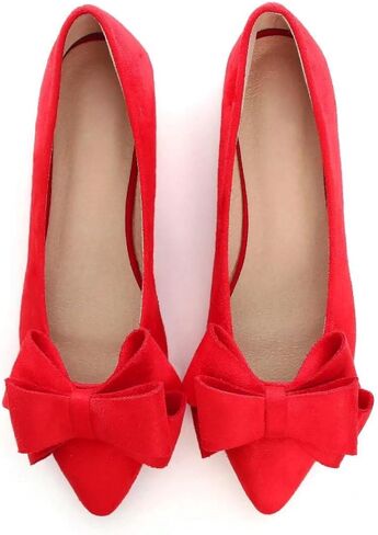Stunner Womens Bowknot Flower Ballet Flats Pointed Toe Soft Dress Shoes in Kuwait