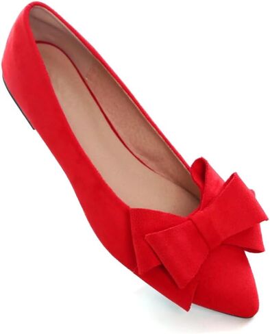 Stunner Womens Bowknot Flower Ballet Flats Pointed Toe Soft Dress Shoes in Kuwait
