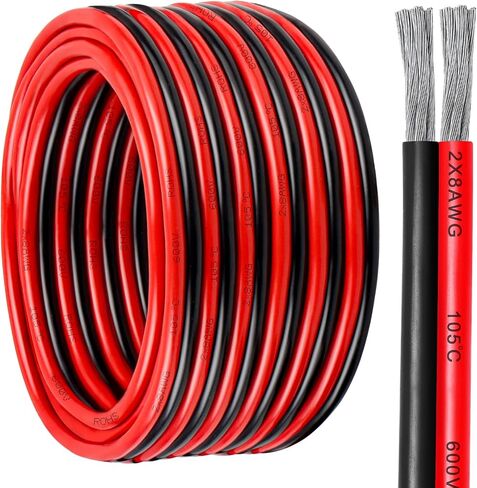سلك 12 سلكًا 2 موصل كابل نحاسي معلب، سلك بحري مرن 12 AWG للوحات الشمسية، شريط LED، القارب، السيارات، المقطورة ومكبر الصوت (12 مقياس 30 قدمًا) in Kuwait