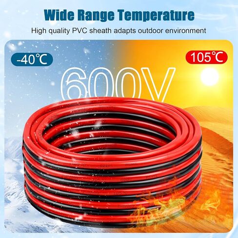 سلك 12 سلكًا 2 موصل كابل نحاسي معلب، سلك بحري مرن 12 AWG للوحات الشمسية، شريط LED، القارب، السيارات، المقطورة ومكبر الصوت (12 مقياس 30 قدمًا) in Kuwait