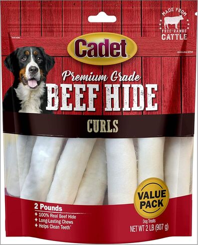 Cadet Premium Grade Beef Hide for Dogs, Long Lasting Rawhide Chips, Single Ingedient Dog Chews, Beef Hide Flavor (1 Count) in Kuwait