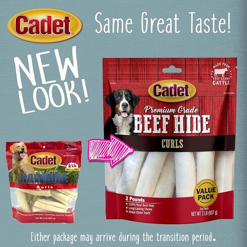 Cadet Premium Grade Beef Hide for Dogs, Long Lasting Rawhide Chips, Single Ingedient Dog Chews, Beef Hide Flavor (1 Count) in Kuwait