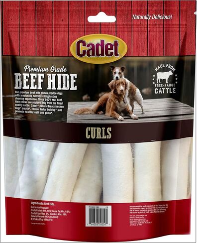 Cadet Premium Grade Beef Hide for Dogs, Long Lasting Rawhide Chips, Single Ingedient Dog Chews, Beef Hide Flavor (1 Count) in Kuwait