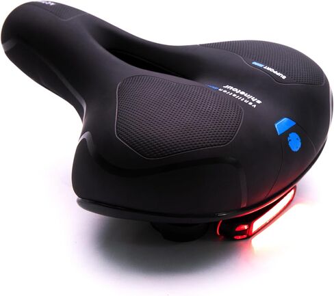 DRBIKE Bike Seat for Men Women, Comfortable Padded Bicycle Saddle with Tailight, Dual Spring Design & Soft Cushion, Breathable Bicycle Seat for Mountain, Road, Exercise, Touring & Cruiser Bike, Black in Saudi Arabia