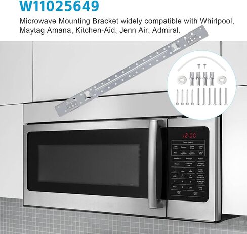 W11025649 دعامة تثبيت للميكروويف متوافقة مع لوحة التثبيت على الحائط بالميكروويف من Whirlpool Maytag استبدال 4545957، AP6245752، PS12074431 in Saudi Arabia