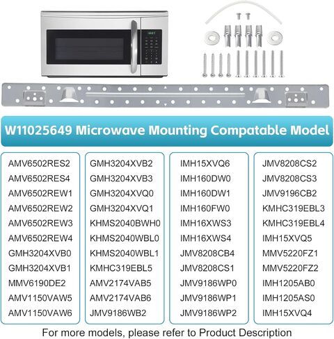 W11025649 دعامة تثبيت للميكروويف متوافقة مع لوحة التثبيت على الحائط بالميكروويف من Whirlpool Maytag استبدال 4545957، AP6245752، PS12074431 in Saudi Arabia