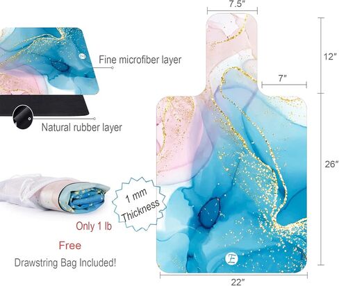 منشفة بساط بيلاتيس مصلح من إيكووم، بساط مصلح بيلاتيس غير قابل للانزلاق، بساط مصلح سهل الغسل وخفيف الوزن ومحمول (نمر) in Kuwait