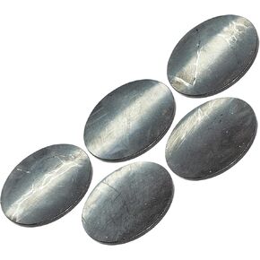 ملصقات Shungite للهاتف الخلوي والكمبيوتر اللوحي والكمبيوتر المحمول - مجموعة لوحات حماية 5 قطع - مقاس متوسط ​​مصقول دائري 33 مم ~ 1.29 بوصة - نقش الرموز المقدسة - نوع Shungite II الأصلي