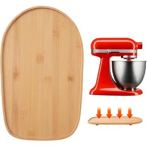 Bamboo Sliding Mat for Kitchenaid Mixer, Mixer Mover Slider Mat Pad Compatible with Kitchenaid Bowl Lift 5-8 Qt Stand Mixer,Kitchen Appliance Slider Mat, Kitchen Aid Mixer Accessories,with Handle