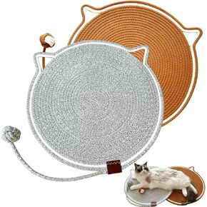 Cat Scratching mat Natural Cotton Rope Cat Scratching Pad, Large Size Cat Bed Cat Scratching Pad with Cat Toy (2 Packs 19.6'')