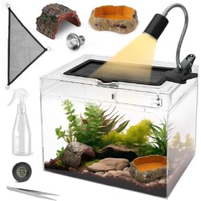 Reptile PC Terrarium Amphibian Turtle Tank Starter Kit Habitat Cage 9.4x19.2x7.8inch for breeding Lizards, Turtles, Snakes, Chameleons,Jumping Spiders