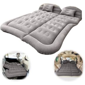 Car Air Mattress Inflatable Mattress Foldable SUV Air Mattress Truck Backseat - Camping Mattress with Flocking Surface and Electric Pump Portable Air Bed for Home Tent Camping Travel - Grey