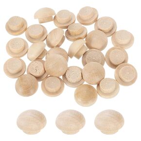 uxcell 20Pcs Wood Button Plugs, 30mm/1.18" Hardwood Screw Hole Plug Mushroom Wooden Caps Buttons Wood Plug for Furniture Woodworking Craft Decor (35mm x 30mm)