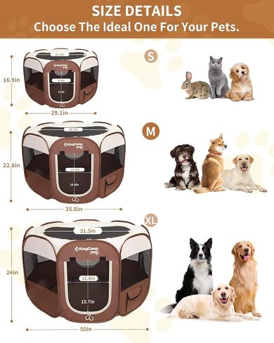 KingCamp Pet Playpen للكلاب، خيمة قابلة للطي للكلاب، قفص لعب للكلاب الصغيرة والمتوسطة، خيمة لعب للحيوانات الأليفة مع حقيبة حمل، قفص لعب للجرو قابل للحمل في الأماكن المغلقة والمفتوحة in Saudi Arabia