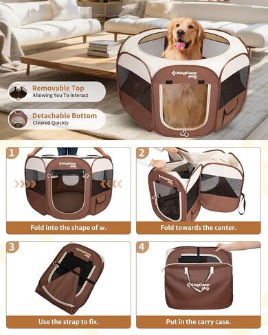 KingCamp Pet Playpen للكلاب، خيمة قابلة للطي للكلاب، قفص لعب للكلاب الصغيرة والمتوسطة، خيمة لعب للحيوانات الأليفة مع حقيبة حمل، قفص لعب للجرو قابل للحمل في الأماكن المغلقة والمفتوحة in Saudi Arabia