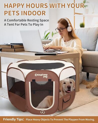 KingCamp Pet Playpen للكلاب، خيمة قابلة للطي للكلاب، قفص لعب للكلاب الصغيرة والمتوسطة، خيمة لعب للحيوانات الأليفة مع حقيبة حمل، قفص لعب للجرو قابل للحمل في الأماكن المغلقة والمفتوحة in Saudi Arabia