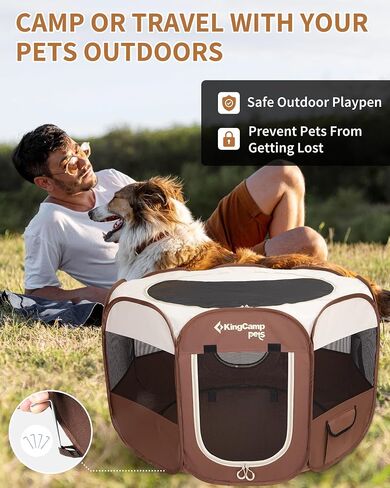 KingCamp Pet Playpen للكلاب، خيمة قابلة للطي للكلاب، قفص لعب للكلاب الصغيرة والمتوسطة، خيمة لعب للحيوانات الأليفة مع حقيبة حمل، قفص لعب للجرو قابل للحمل في الأماكن المغلقة والمفتوحة in Saudi Arabia