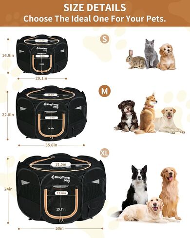 KingCamp Pet Playpen للكلاب، خيمة قابلة للطي للكلاب، قفص لعب للكلاب الصغيرة والمتوسطة، خيمة لعب للحيوانات الأليفة مع حقيبة حمل، قفص لعب للجرو قابل للحمل في الأماكن المغلقة والمفتوحة in Saudi Arabia