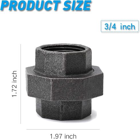 1/2" اتحاد الحديد الزهر، Home TZH 10 Pack 1/2" اتحاد تركيب الأنابيب الأنثوي الصناعي القابل للطرق للمشروع الصناعي العتيق DIY / الأثاث/ديكور الرفوف (10، 1/2") in Kuwait