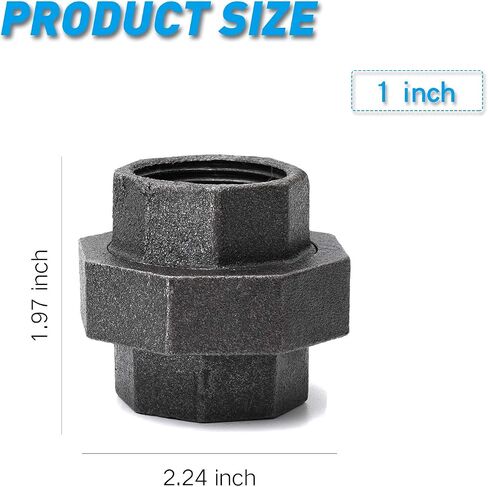 1/2" اتحاد الحديد الزهر، Home TZH 10 Pack 1/2" اتحاد تركيب الأنابيب الأنثوي الصناعي القابل للطرق للمشروع الصناعي العتيق DIY / الأثاث/ديكور الرفوف (10، 1/2") in Kuwait