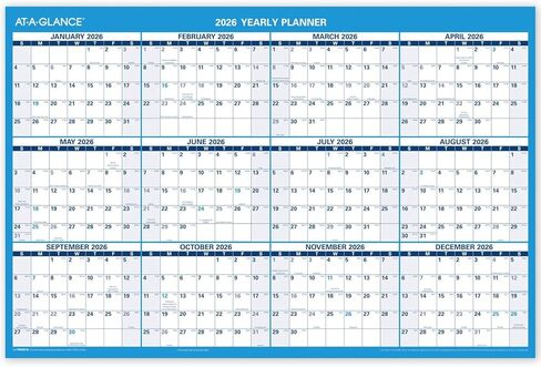 AT-A-GLANCE 2024-2025 تقويم قابل للمسح، مخطط حائط قابل للمسح الجاف، 36 بوصة × 25 بوصة، كبير، سنة أكاديمية ومنتظمة، مزدوج الجوانب، أفقي (PM200S2825) in Kuwait