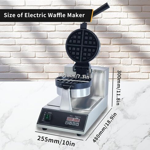 Commercial Waffle Maker, belgian waffle maker, 1000W Round Waffle Iron, Non-Stick Waffle Baker Machine with 122-572℉ / 50-300℃ Temp Range Teflon-Coated Baking Pans Stainless Steel Body in Saudi Arabia