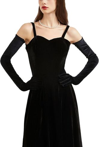 BRYCTSISEN Women’s Long Velvet Gloves Elbow Length 1920s Flapper Opera Party Gloves for Costume Dance in Saudi Arabia