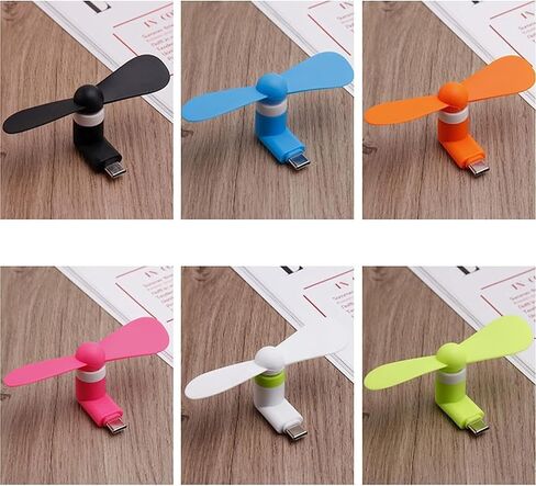 Mini Cell Phone Fan, USB C & Lightning Port Compatible for iPhone, iPad, Android Smartphone, Samsung Galaxy Note Google Pixel Cellphone (6 Pack) in Saudi Arabia