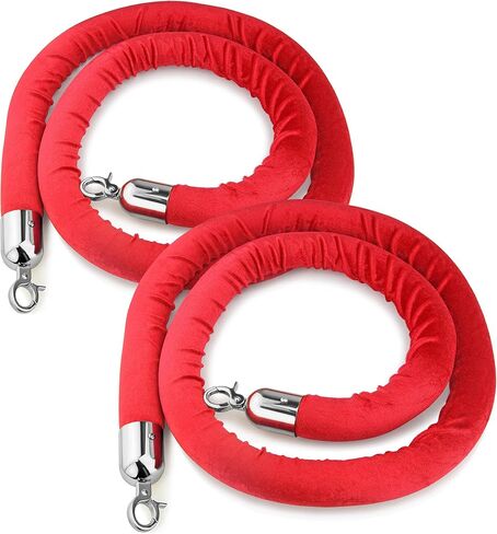 New Star Foodservice 54750 Red Velvet Stanchion Rope with Gold Color Plated Hooks, 79.5-Inch, Set of 2 in Saudi Arabia