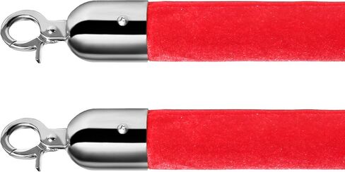 New Star Foodservice 54750 Red Velvet Stanchion Rope with Gold Color Plated Hooks, 79.5-Inch, Set of 2 in Saudi Arabia