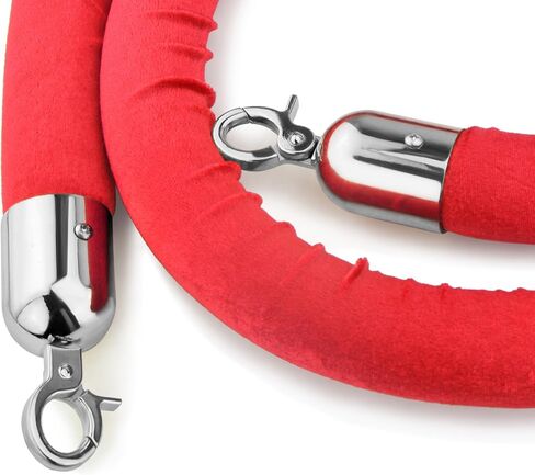 New Star Foodservice 54750 Red Velvet Stanchion Rope with Gold Color Plated Hooks, 79.5-Inch, Set of 2 in Saudi Arabia
