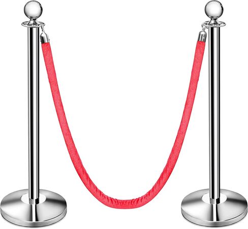 New Star Foodservice 54750 Red Velvet Stanchion Rope with Gold Color Plated Hooks, 79.5-Inch, Set of 2 in Saudi Arabia