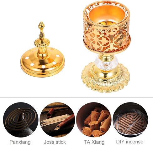 HOMSFOU الشرق الأوسط الدانتيل مبخرة الحديد الفن حامل البخور Insencents الراتنج الشعلات الإسلامية البخور الموقد خمر وعاء شمعة اليدوية الحديد المطاوع النمط الأوروبي مكتب البخور الرف in Saudi Arabia