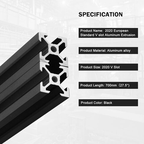 US 10PCS 2020 Aluminum Extrusion European Standard 200mm(7.87 inch) Length Anodized Extruded Aluminum Black for CNC DIY 3D Printer and Industrial Bracket Making in Kuwait