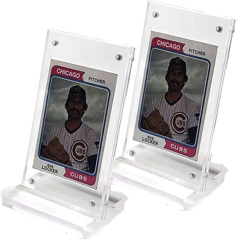 2-Pack Thick Acrylic Baseball Football Trading Card Holder Magnetic Protectors Super Clear Display (2 Card (2 Pack)) in Kuwait