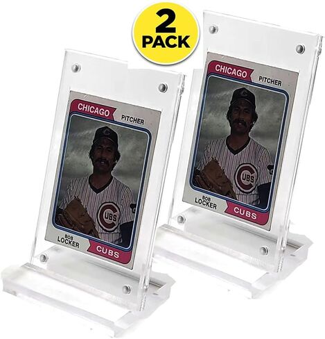 2-Pack Thick Acrylic Baseball Football Trading Card Holder Magnetic Protectors Super Clear Display (2 Card (2 Pack)) in Kuwait